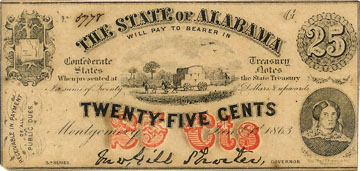 Confederate Currency 25 cents